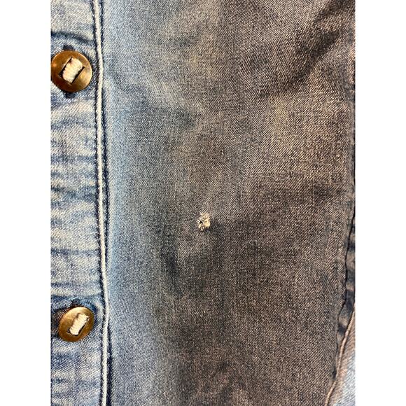 C.E. Schmidt Womens Denim Work Shirt 3X Button Front Roll Tab Sleeves Utility - Picture 6 of 13